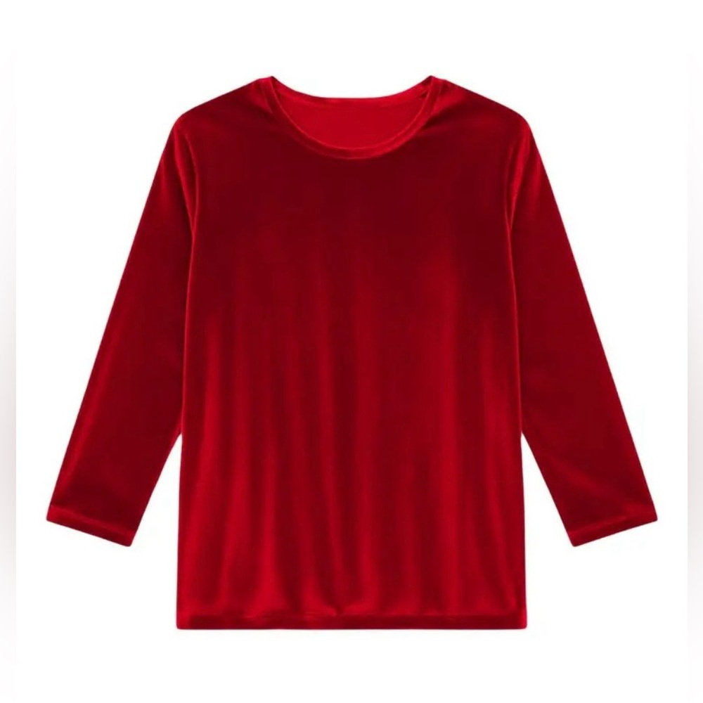 NWT Astrid Cherry Red Velvet Long Sleeve Top XL - Picture 3 of 7